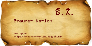 Brauner Karion névjegykártya
